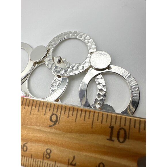 Vintage Modernist Silver Tone Necklace Rough & Smooth Textures Open Link Chain - Picture 8 of 8